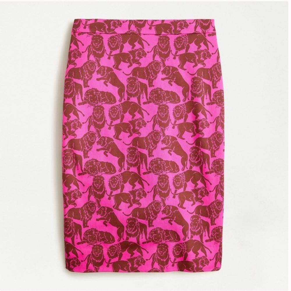J. Crew Pink and Brown Lion Pencil Skirt - Size 2